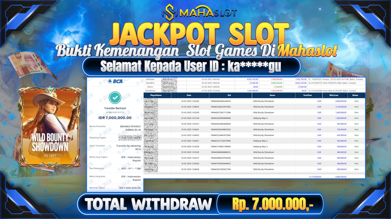 MAHASLOT JACKPOT SLOT GAMES WILD BOUNTY SHOWDOWN Rp. 6.000.000,- LUNAS