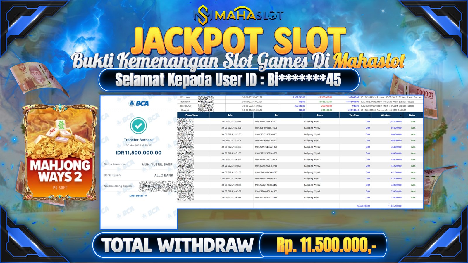 MAHASLOT JACKPOT SLOT GAMES MAHJONG WAYS 2 Rp. 11.500.000,- LUNAS