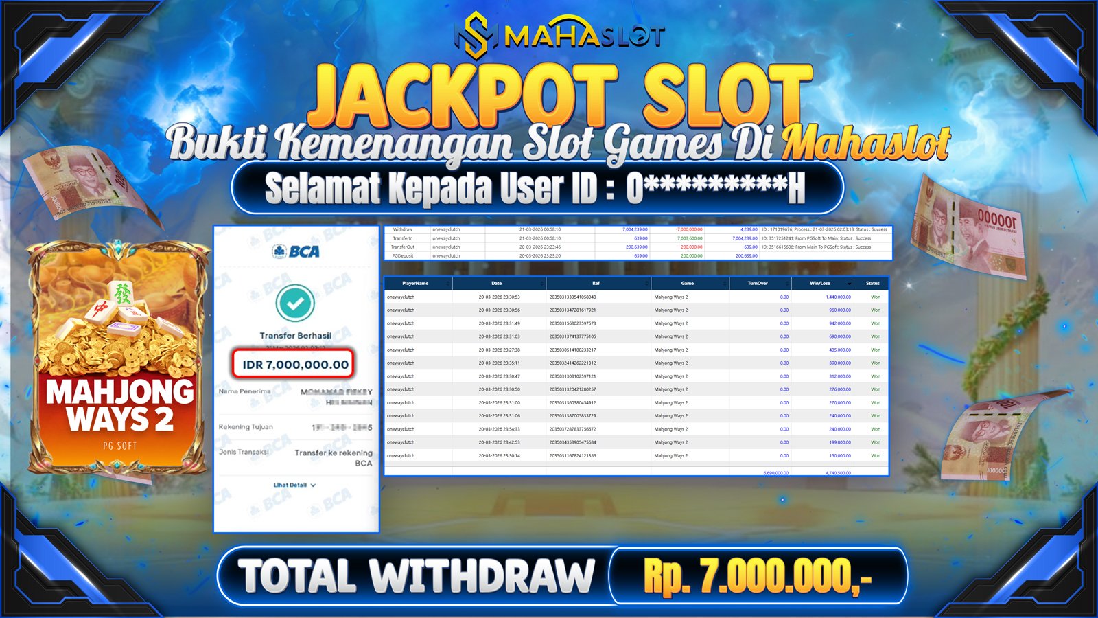 MAHASLOT JACKPOT SLOT GAME MAHJONG WAYS 2 Rp. Rp.7.000.000,- LUNAS